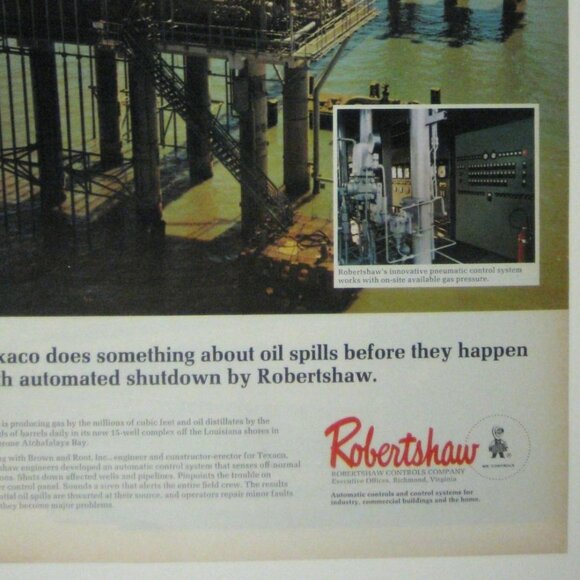 Vintage 1971 Robertshaw Texaco Oil Spill Prevention Advertisement Print - Picture 2 of 2